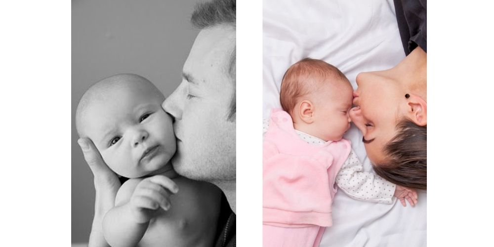 ایده عکس نوزاد در خانه و بوسیدن نوزاد