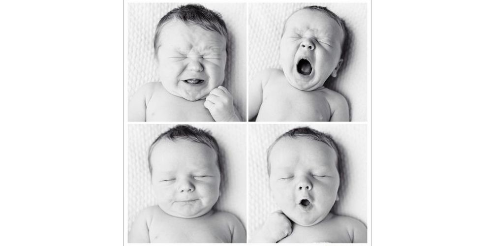 ایده عکاسی نوزاد در خانه و حالات مختلف چهره