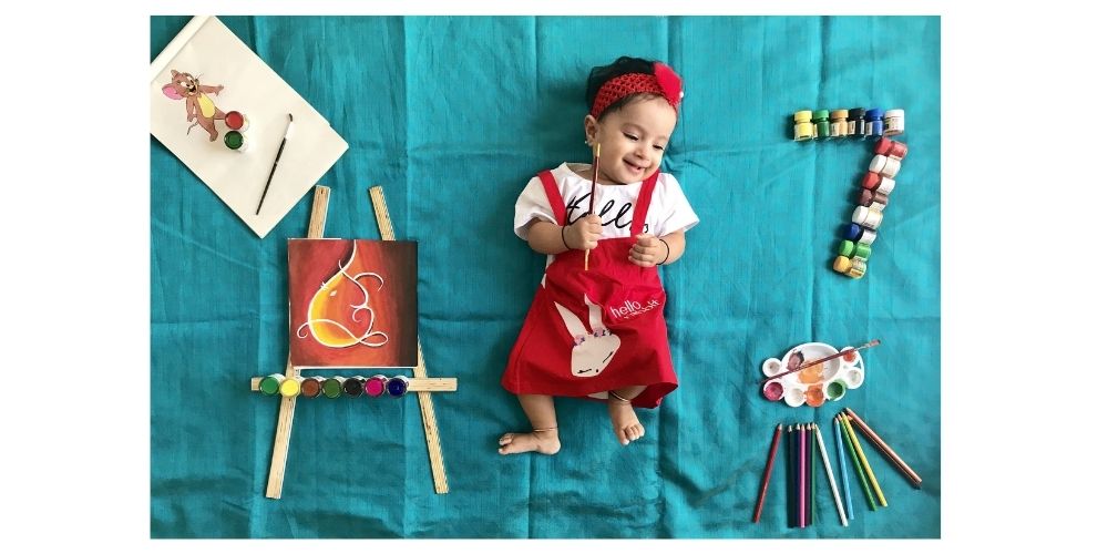 آتلیه_خانگی ایده عکس ماهگرد نوزاد در منزل برای نوزاد هفت ماهه