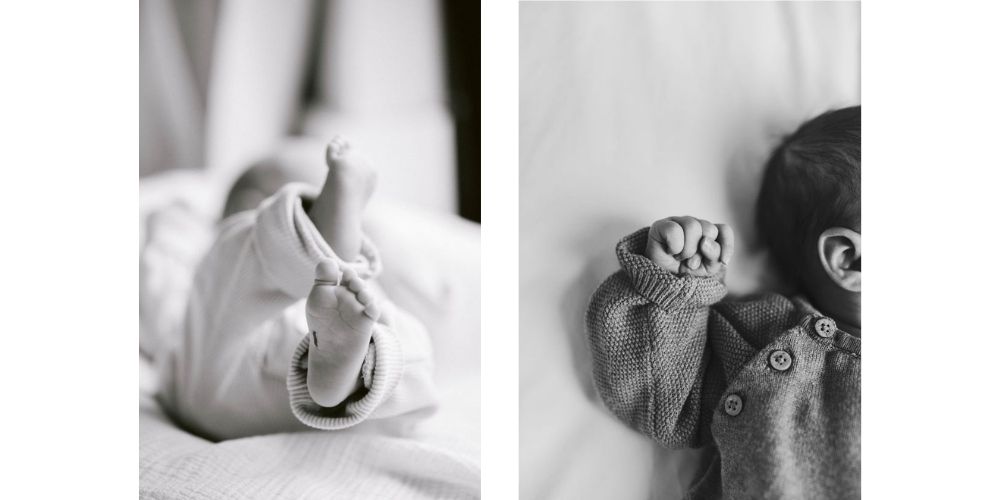 ایده عکس ماهگرد نوزاد در منزل از دست و پای کودک