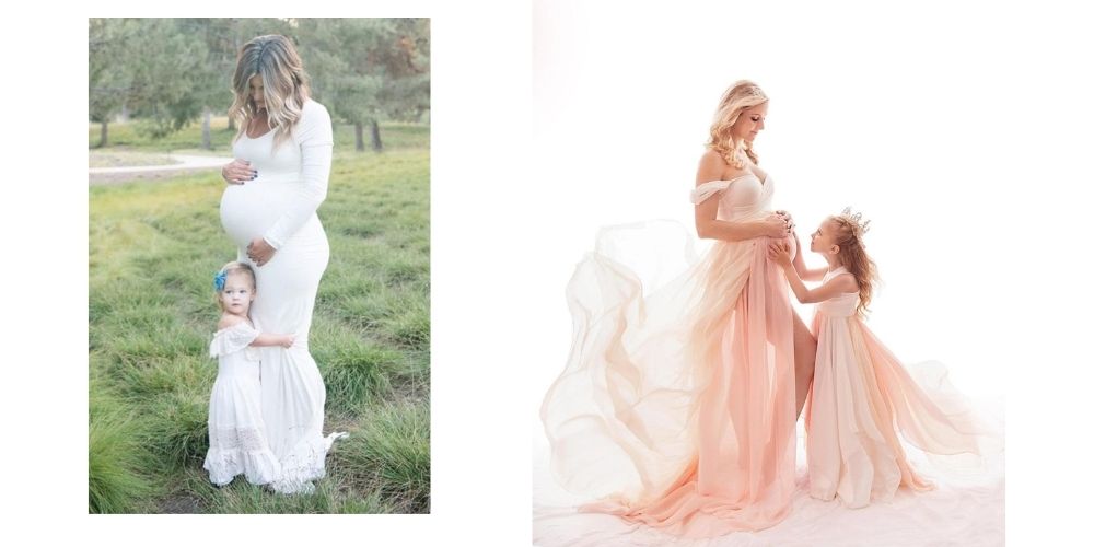 لباس بارداری برای عکاسی مدل ست با لباس فرزند